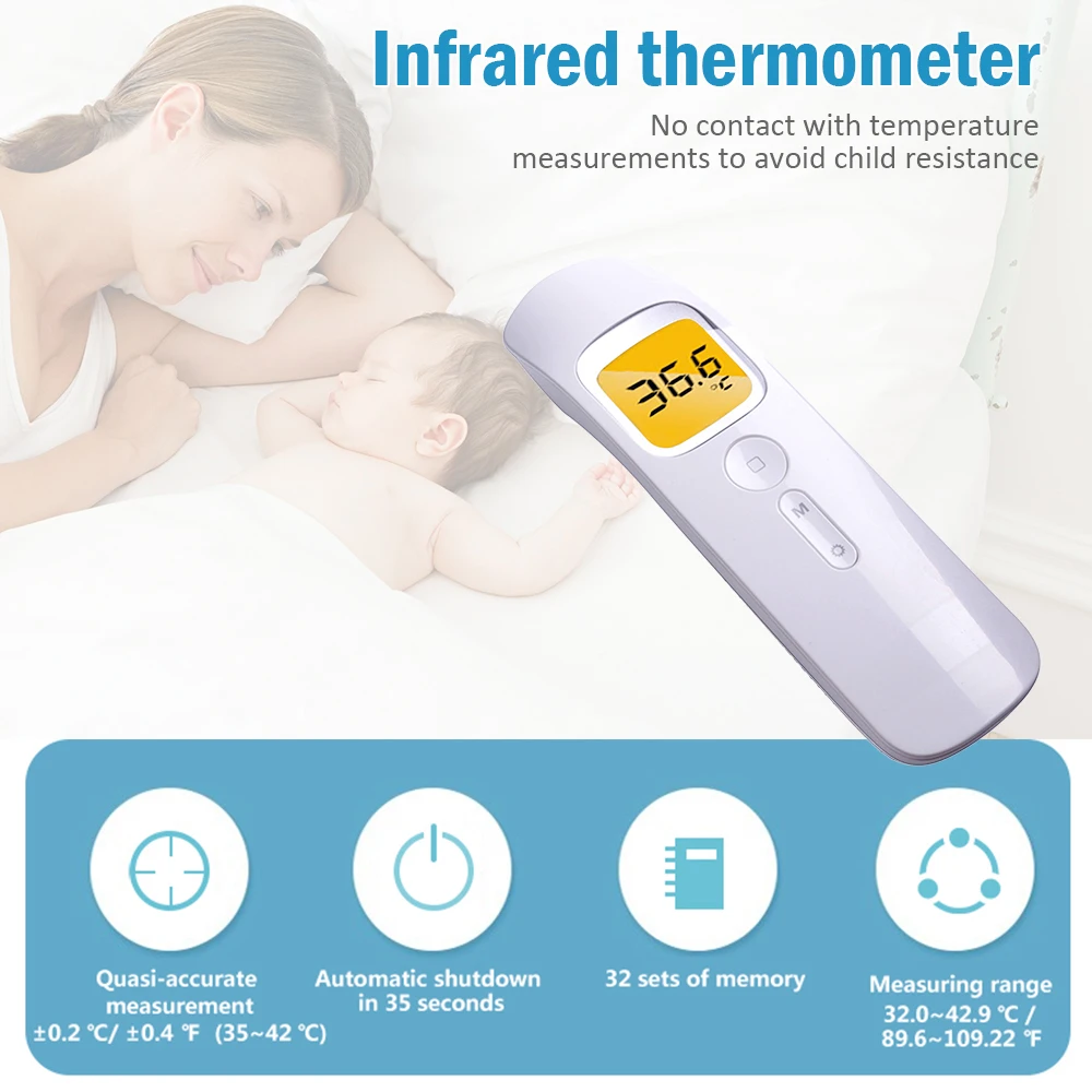 

Infrared Electronic Thermometer Forehead Thermometer Non-contact Handheld Body/Object Temperature Fast Detector Thermometer