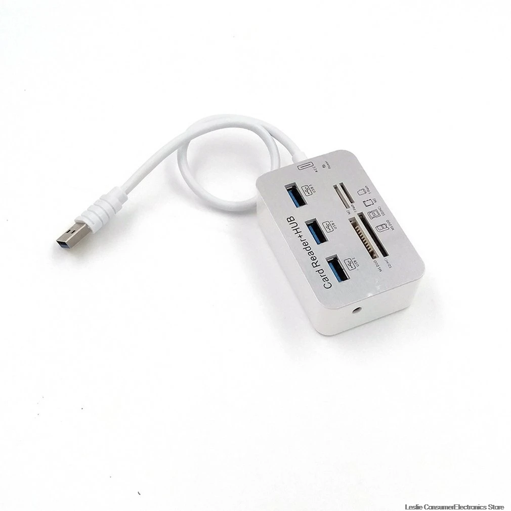 USB 3,0 док-станция USB 3,0 высокое Скорость 7 в 1 устройство для чтения карт памяти флеш адаптером MS/M2/TF адаптер зарядное устройство с 3 usb-портами для разветвитель комбо из алюминиевого сплава