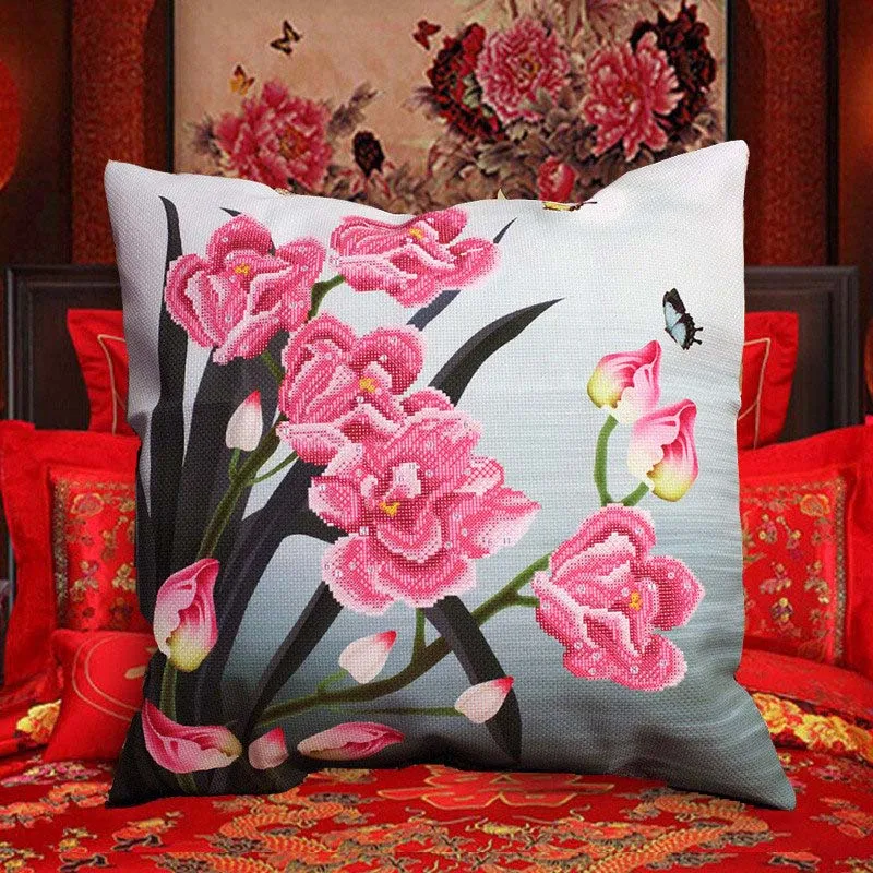 Ceny Poduszka haft krzyżykowy zestaw do haftu zestawy do robótek ręcznych Diy drukowane 5D poduszka haft krzyżykowy zestawy wzory obrazy akcesoria tkanina