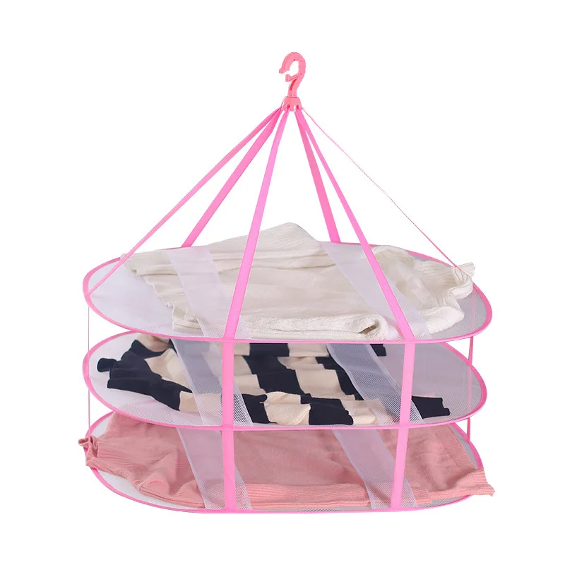 Clothes Basket Double-Layer Enclosed Cnet Foldable Drying Rack Sweater Underwear Anti-Deformation Strong Durable Clothes Basket 2