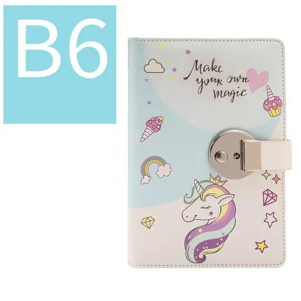 Unicorn A Блокнот с кодовым замком с замком многоразового утолщенного планировщика портативный милый дневник единорога дневник путешественника Блокнот подарок - Цвет: Unicorn A