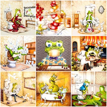 

HUACAN Full Square Diamond Embroidery Frog 5D DIY Diamond Art Painting Animal Handmade Mosaic Home Decoration Gift