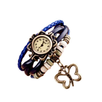 

Quartz Weave Around Leather Butterfly Bracelet Lady Woman Wrist Watch BU Elegant Dial Luxury Ring Quartz Часы Женские Наручные