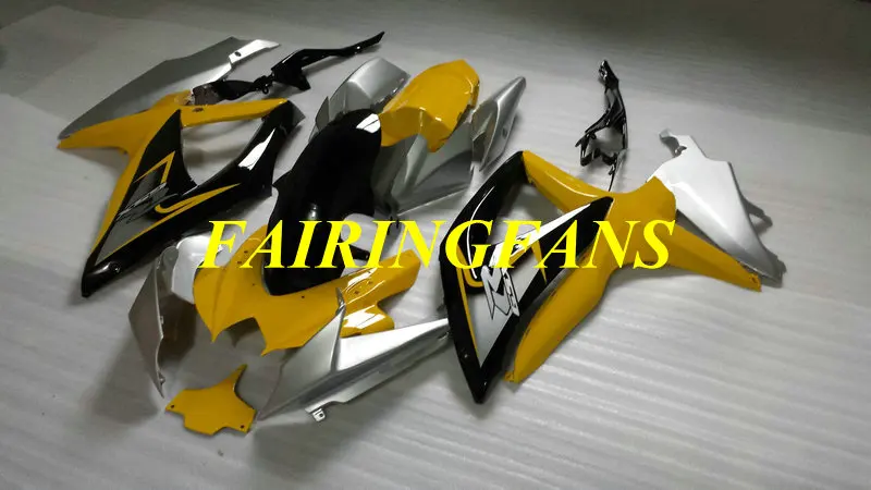 Высококлассный набор обтекателей для GSXR600 750 K8 08 09 GSXR 600 GSXR750 2008 2009 желтое серебро Обтекатели Кузов+ подарки SA29