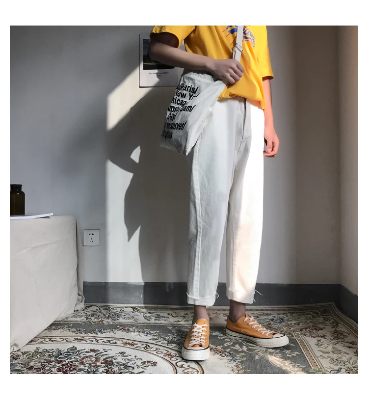 Liketkit мужские джинсовые штаны-шаровары новые осенние однотонные повседневные облегающие мужские джинсы корейские модные прямые синие брюки