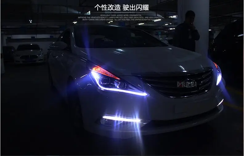 Автомобильный Стильный чехол на головную лампу для hyundai Sonata 2011- фары светодиодный фары DRL Объектив Двойной Луч Биксеноновые HID аксессуары