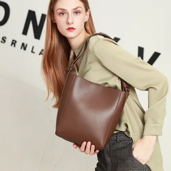 

Women's Leather Bag Bucket Bag New Style Messenger Bag Women's Bag