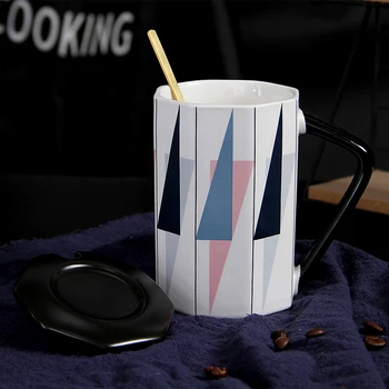 

Personalized Creative Large Ceramic Geometric Coffee Mug Nordic Hand Painted Unique Mugs Personalized Tea Cups Work Cup II50MKB