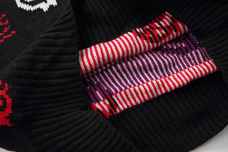 Модные трикотажные мужские свитера в японском стиле Харадзюку, уличная одежда с забавным рисунком, пуловеры в стиле хип-хоп, вязаные черные свободные свитера