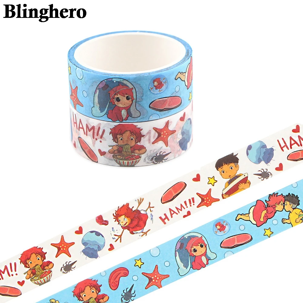 

CA1491 15mmX5m Ponyo Cartoon Anime Girl Washi Tape Paper DIY Decorative Adhesive Tape Stationery Tapes Supplies