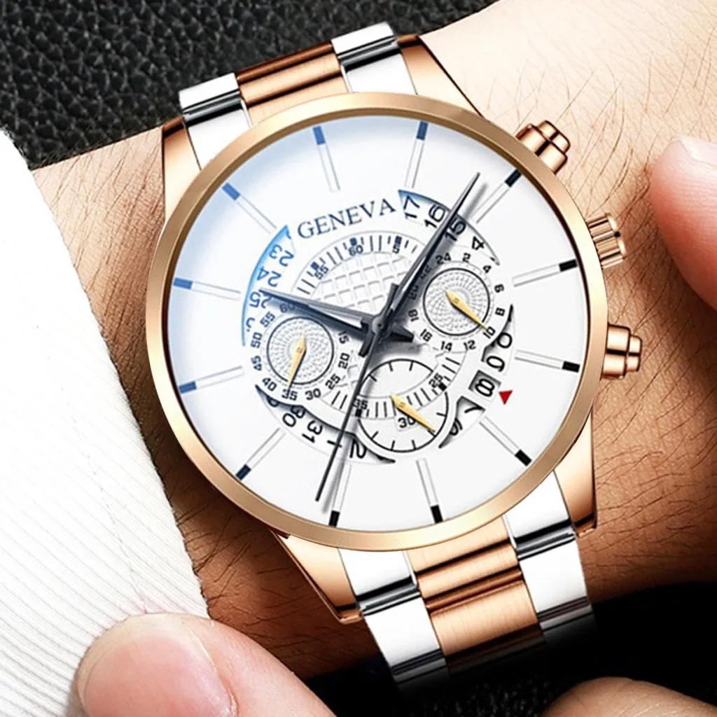 Fashion Cool Unique Digital Literal Multi Layer Dial Men Quartz Mesh Belt Watch Automatic Luxury Clock Men Waterproof Mechanic