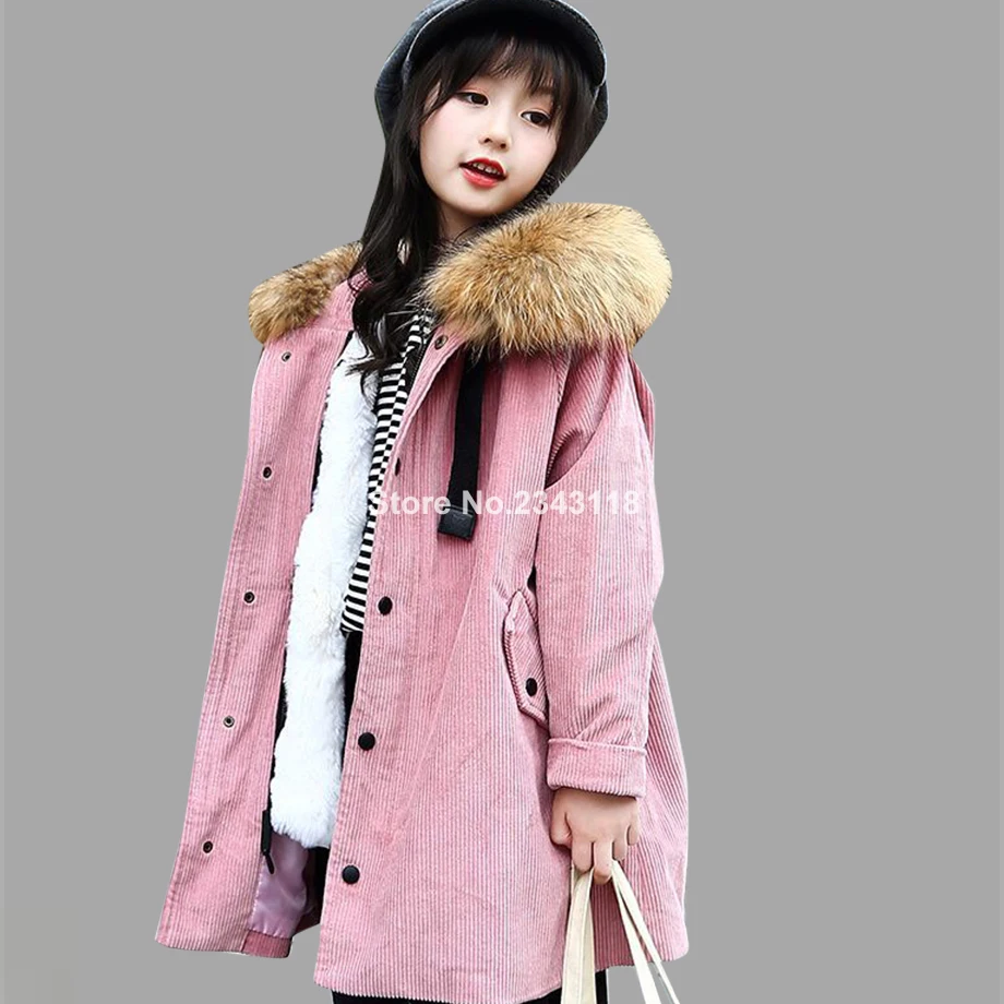 

Children's Winter Jackets For Girls Hooded Thick Fur Girls Coat Solid Girls Jacket Teenage Clothing For Girls 4 6 8 10 12 Years