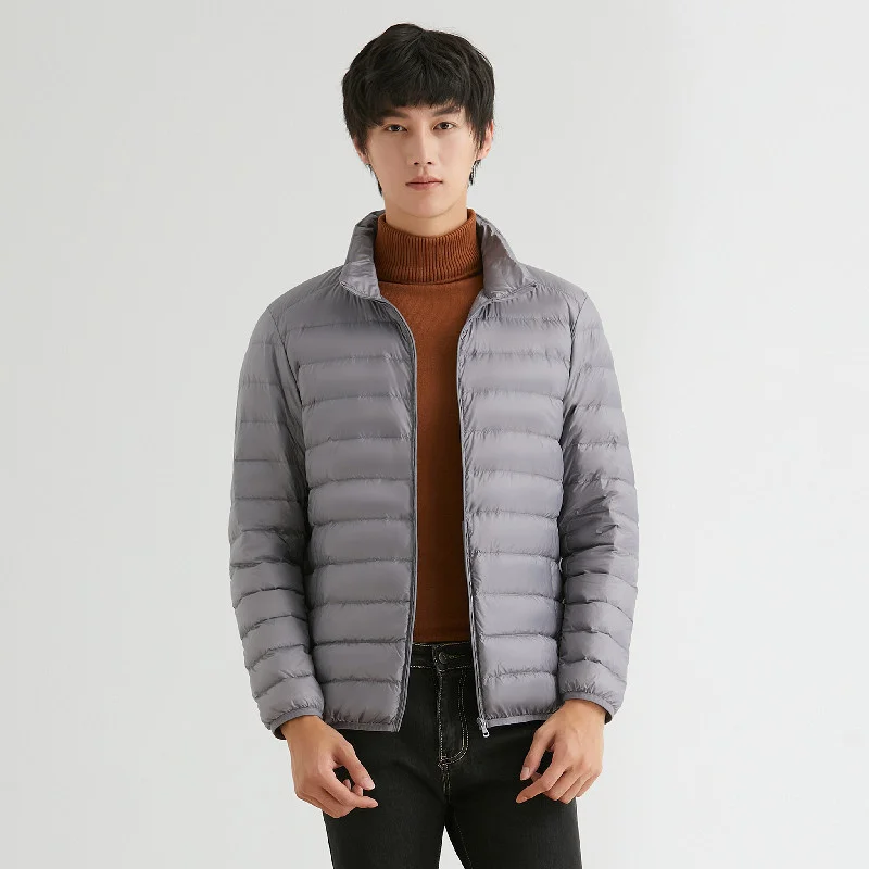 Men Down Jacket Autumn winter Ultra Lightweight Waterproof Packable Windproof 90% Stand CollarDown Coat Large Size Men Jackets