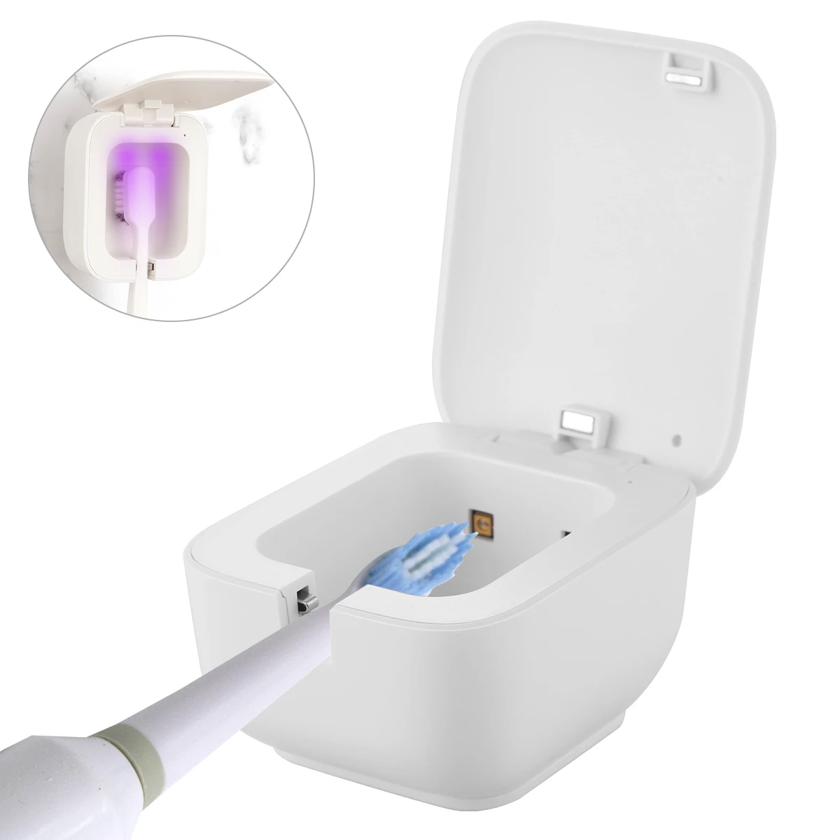 

Wall Mount UVC-LED Toothbrush Sanitizer With Slot Detachable USB Rechargeable Smart Sensor UV Sterilizer For Home Travel