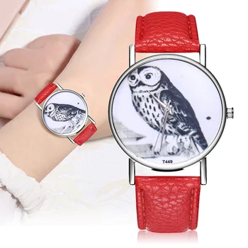 

Fashion Quartz Watch Glass Mirror Round Dial Sythetic Leather Strap Couple Watch for Daily Travel LL@17