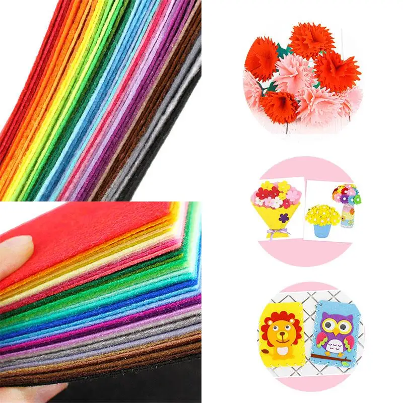 40Pcs Nonwoven Needlework Felt Fabric 10x10cm For Kids Scrapbooking Doll Sewing Crafts