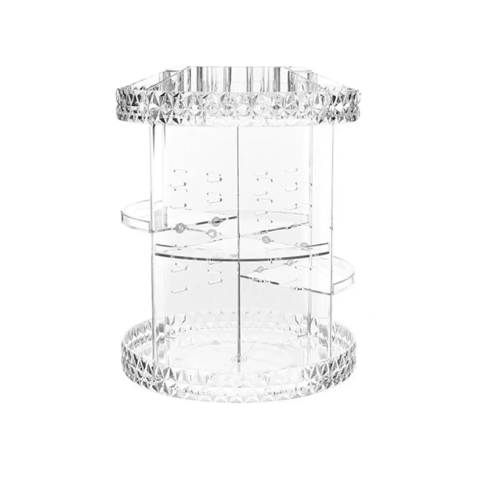 

18 Diamond Pattern Transparent Acrylic Rotating Dressing Frame 360 Degree Rotating Storage Box Dressing Table