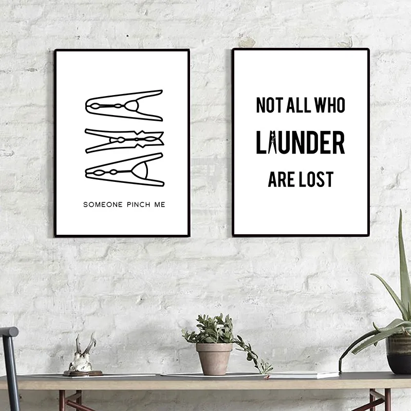 Laundry-Signs-Wall-Art-Canvas-Painting-Poster-Print-Black-White-Wash-Dry-Fold-Repeat-Molecular-Picture (2)