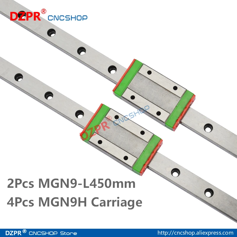 

MGN9 450mm 2Pcs 17.72 in Miniature Linear Rail 4Pcs MGN9H Carriage Block for 3D Printer CNC Machine CNC Parts