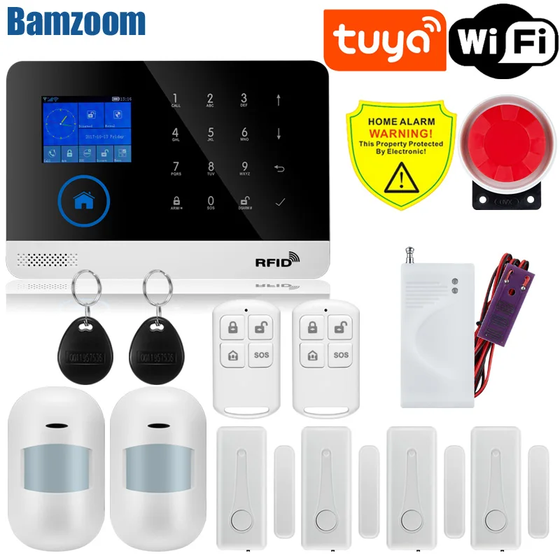 Tuya Wifi GSM Alarm System Wireless Detectors Alarm Smart Home APP Control English/Russian/Spanish/France/Italian ring alarm hub plus keypad Alarms & Sensors