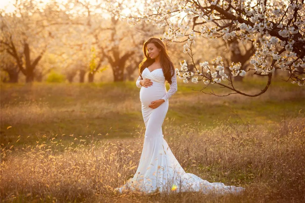 Sexy Lace Maternity Dresses For Baby Showers Photo Shoot Long Fancy Pregnancy Maxi Gown Elegence Pregnant Women Photography Prop (2)