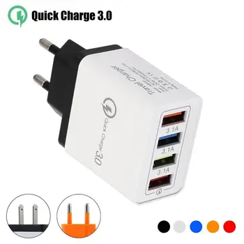 

4Ports QC3.0 USB Charger Adapter USB Travel Wall Charger Adapter Fast Charger Phone Charger Suitable For Android IOS Type C