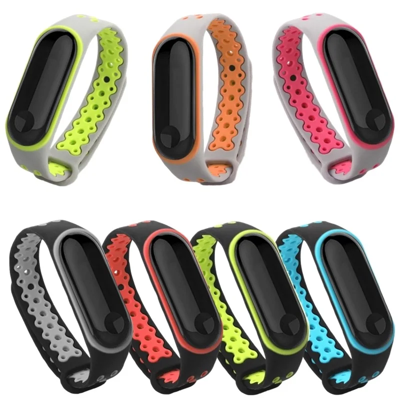Браслет для mi Band 3 4 браслет для Xiaomi mi band 3 двухцветный спортивный легкий дышащий силикон для mi band 3 4 для mi band4 Сменные Регулируемые часы