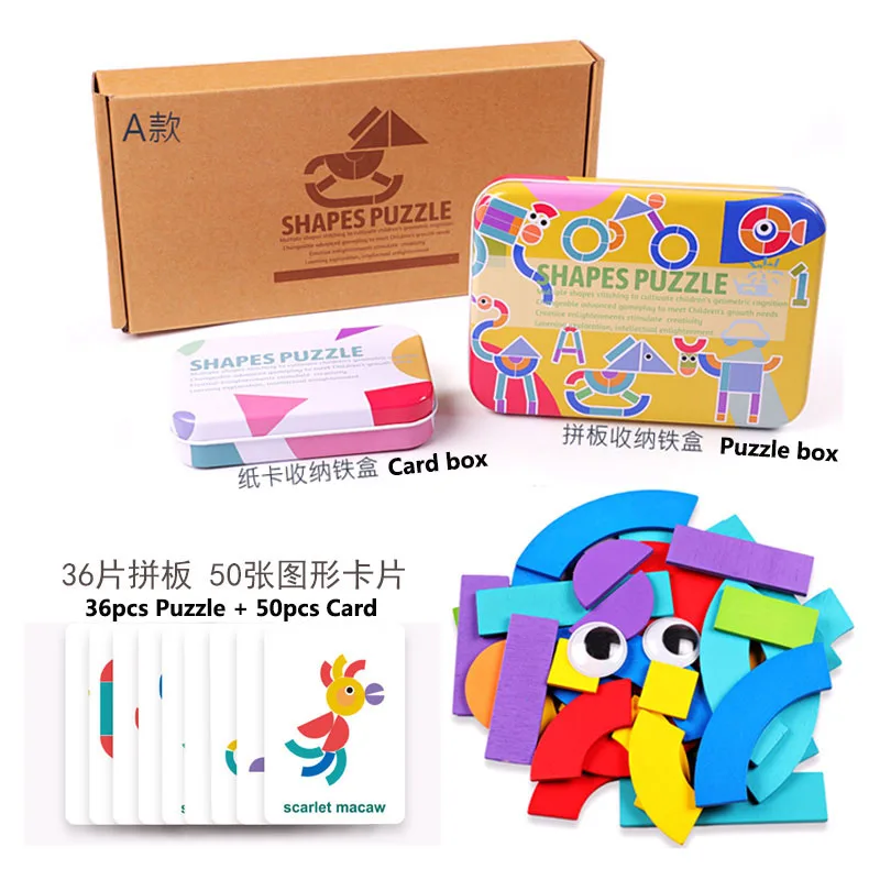 New Fun Shape 3D Puzzle Board Children Wooden Toys Kids Cognitive Color Learning Toy Interactive Game Baby Educational Toys - Цвет: Style - A - With Box