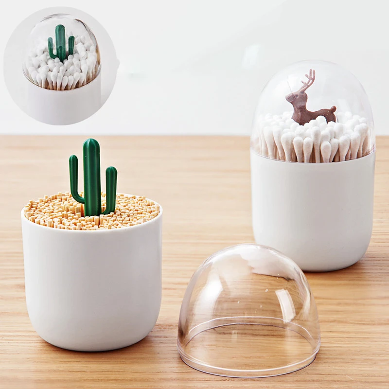 

Nordic Table Decoration Transparent Plant/animal Storage Cotton Swab Box Dust-proof Toothpick Tank Plastic Storage Container