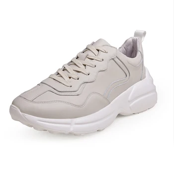

Real leather shoes men thick bottom breathable sneaker fashion boots men casual shoes, Leisure shoes mens all-match cowhide