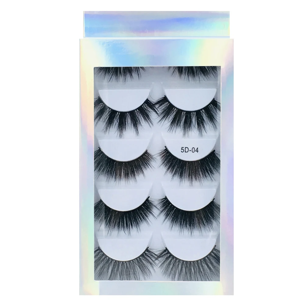 5 Pairs 3d Faux Mink False Eyelashes Thick Volume Natural for Beauty Makeup Extension Fake Eyelashes Strip Lashes Laser Box - Цвет: 5D-04