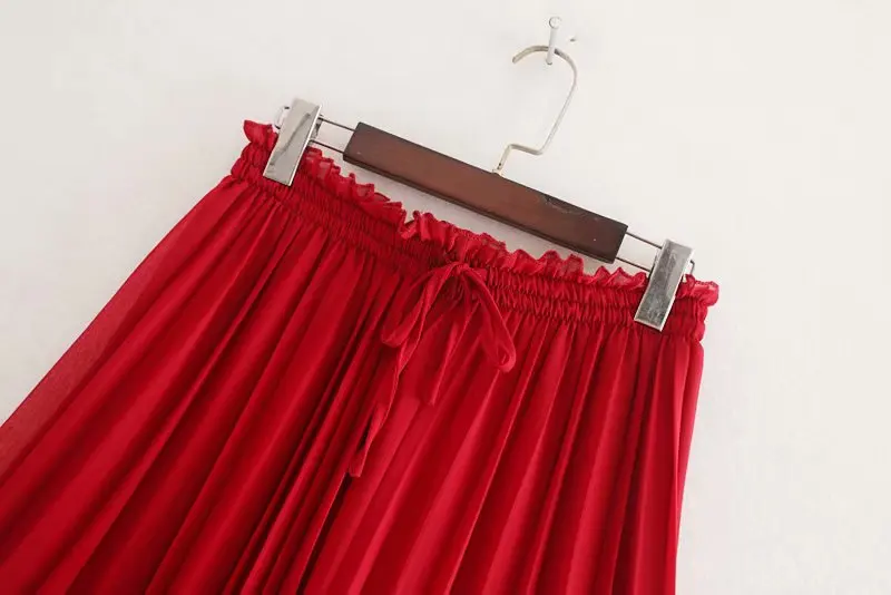 2019 Женские винтажные одноцветные Широкие штаны со складками длиной до икры