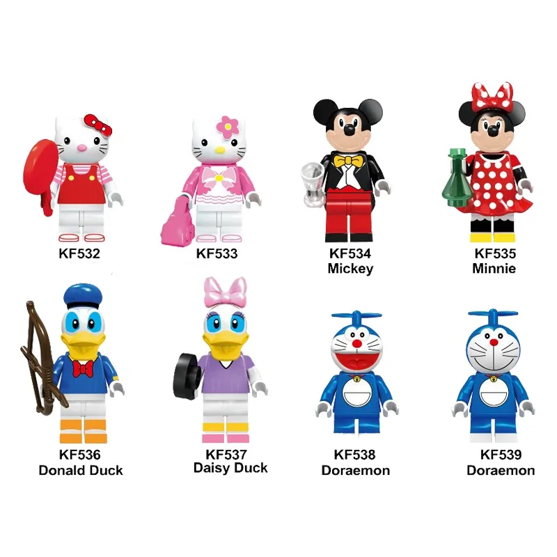 

KF6041 Building Blocks Cartoon Figures Doraemon Mickey Daisy Donald Duck Action Bricks For Children Baby Kids Toys Dolls Gift