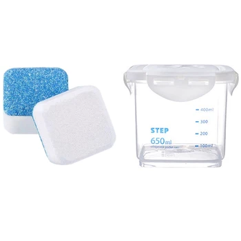

1Pcs Seal Storage Tank with Scale Marks Square Sealed Cans 20Pcs Washing Machine Cleaner Descaler