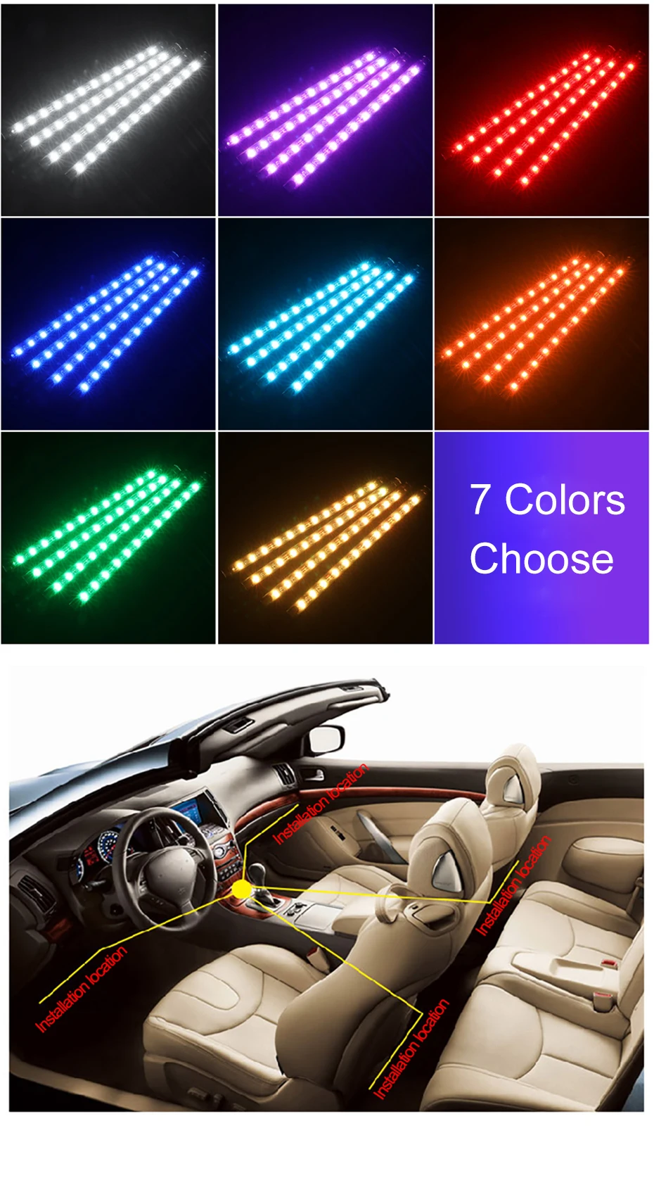 Interior LED Strip Atmosphere Light Car Accessories