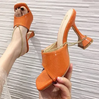 

Slippers Casual Thin Heels Square Toe Big Size Flat Shoes Female Slipers Women Slides Luxury 2020 Soft Summer Rome PU Scandals