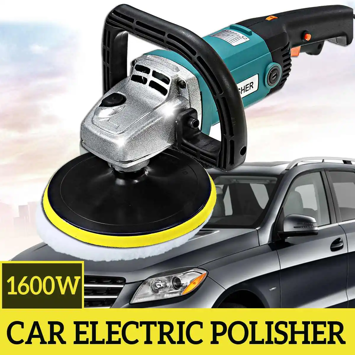 

1600W Car Electric Floor Polisher 8-speed 3000R/min Polishing Sander+Polishing Sponge Pad Kit Car Wax Paint Care Tool