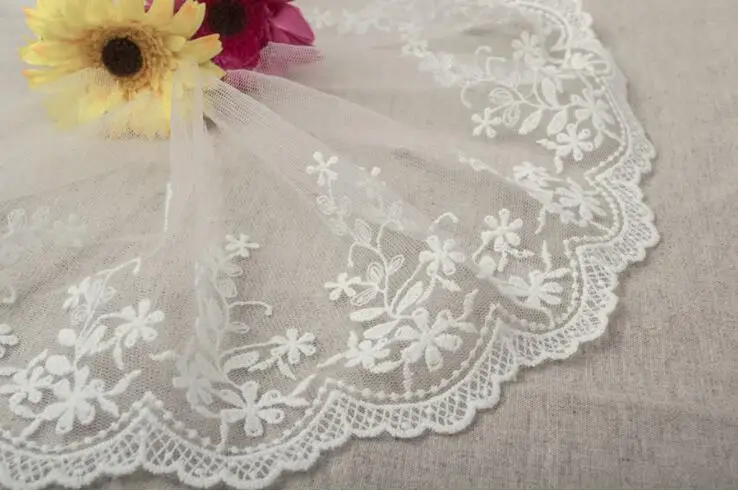 2 Yards White cotton embroidered fabric mesh lace Garment lace trims trimmings DIY Sewing accessories lace fabric lace garment accessories lace sewing supplies lace accessories lace sewing accessories
