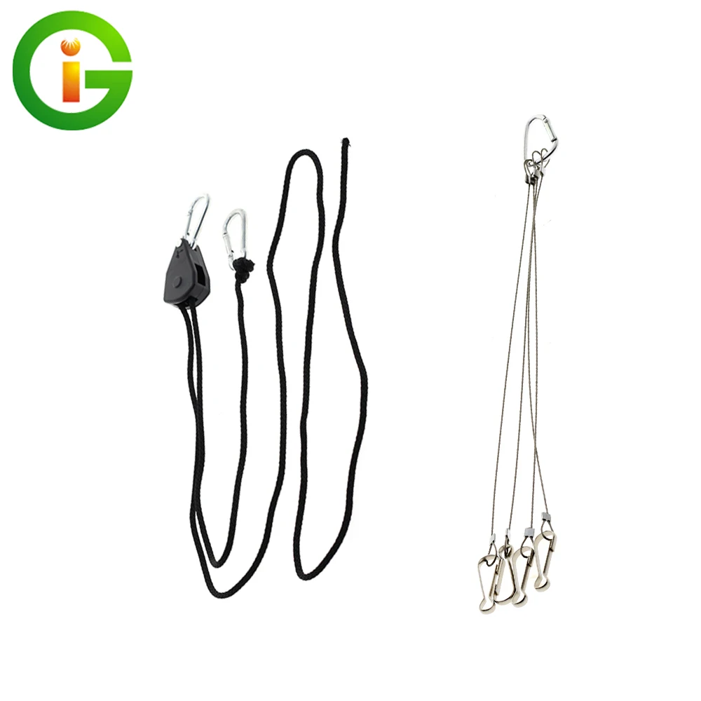 Adjustable Rope Clip Hanger For Grow Light Kit Hanging 2m Lanyard 30cm Sling Wire Rope