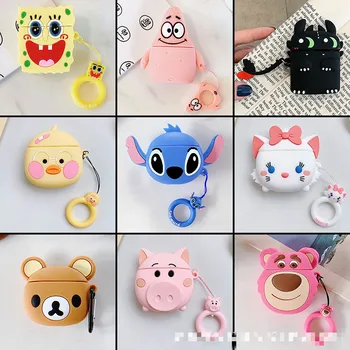 

Cute Cartoon SpongeBob SquarePants Earphone Protective Case For Airpods2 Soft Bluetooth Headset Silicone Cover