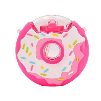 

Cartoon cute donut plastic doll water cup Children's straw kettle Double layer Environmental protection
