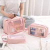 PU Women Travel Storage Bag Toiletry Organize Waterproof PVC Cosmetic Bag Portable Transparent MakeUp Bag Female Wash Bag 2