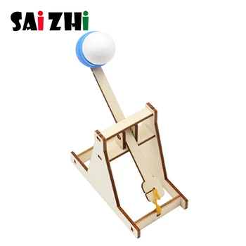 

Saizhi Wooden Catapult Vehicle Model Building Kits DIY Trebuchet Educational Toys for Children Kids Scientific Experiment Model