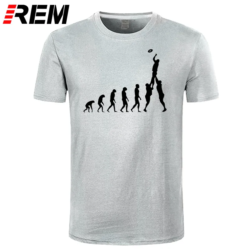 Регби Эволюция человека футболка забавные печатные футболки мужские короткий рукав хлопок мужские топы - Цвет: gray black