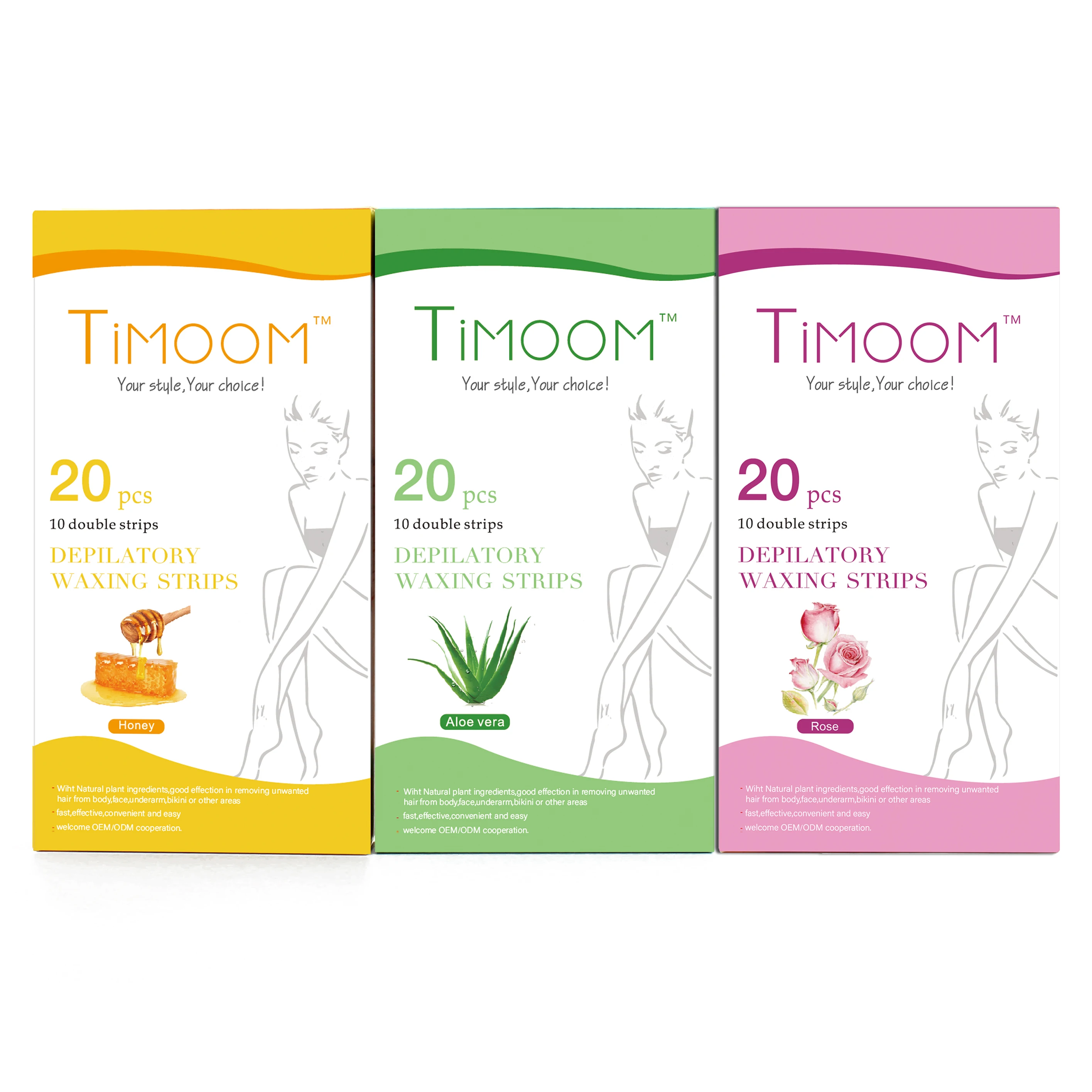 TIMOOM 20 pcs Hair Removal Depilatory Waxing Strips Cold Wax Strips
