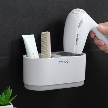 

Hair Dryer Holder Space Aluminium Bathroom Wall Shelf Hair Dryer Rack with Basket Bathroom Accessories