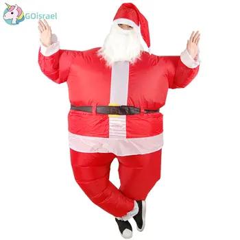 

Adult man and woman Christmas inflatable Santa Claus clothes doll suits inflator party holiday fun show