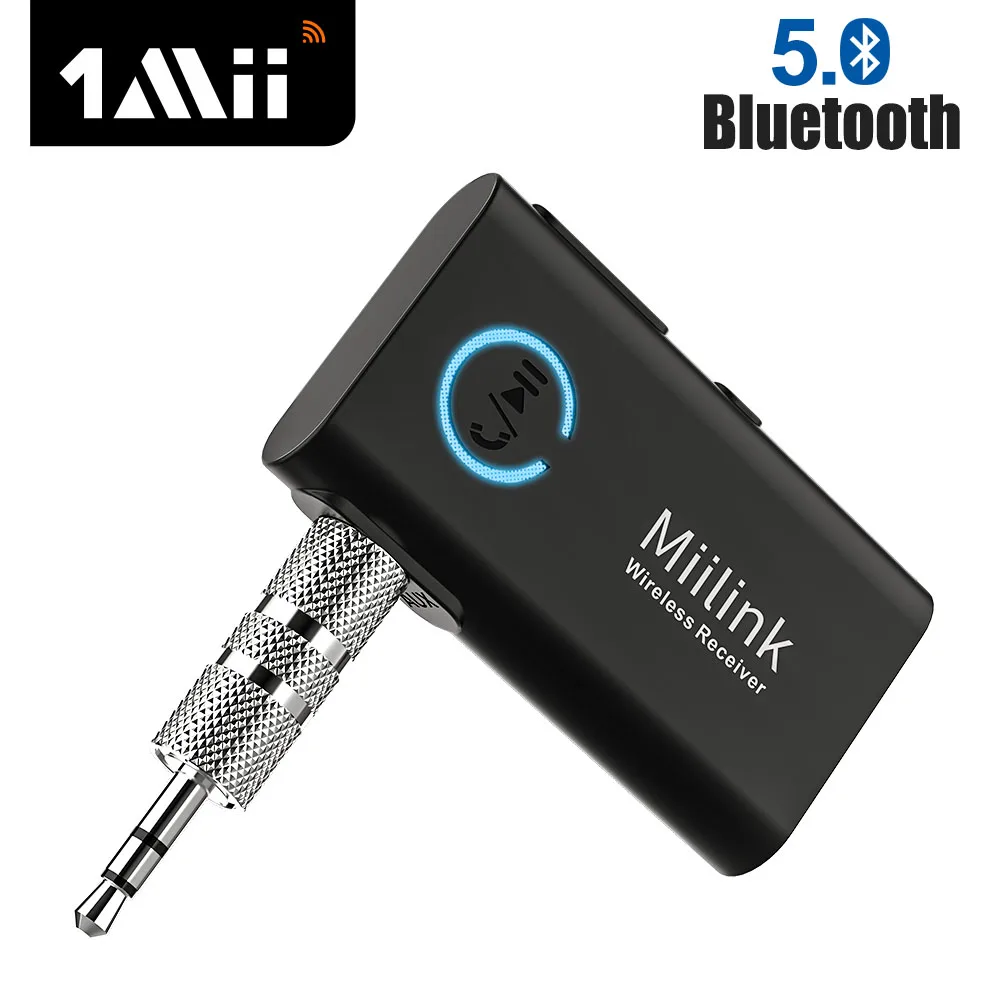 

1Mii ML100 Bluetooth 5.0 Receiver car with Mic Long Battery 3.5mm AUX Jack aux bluetooth adapter for car headphone speaker