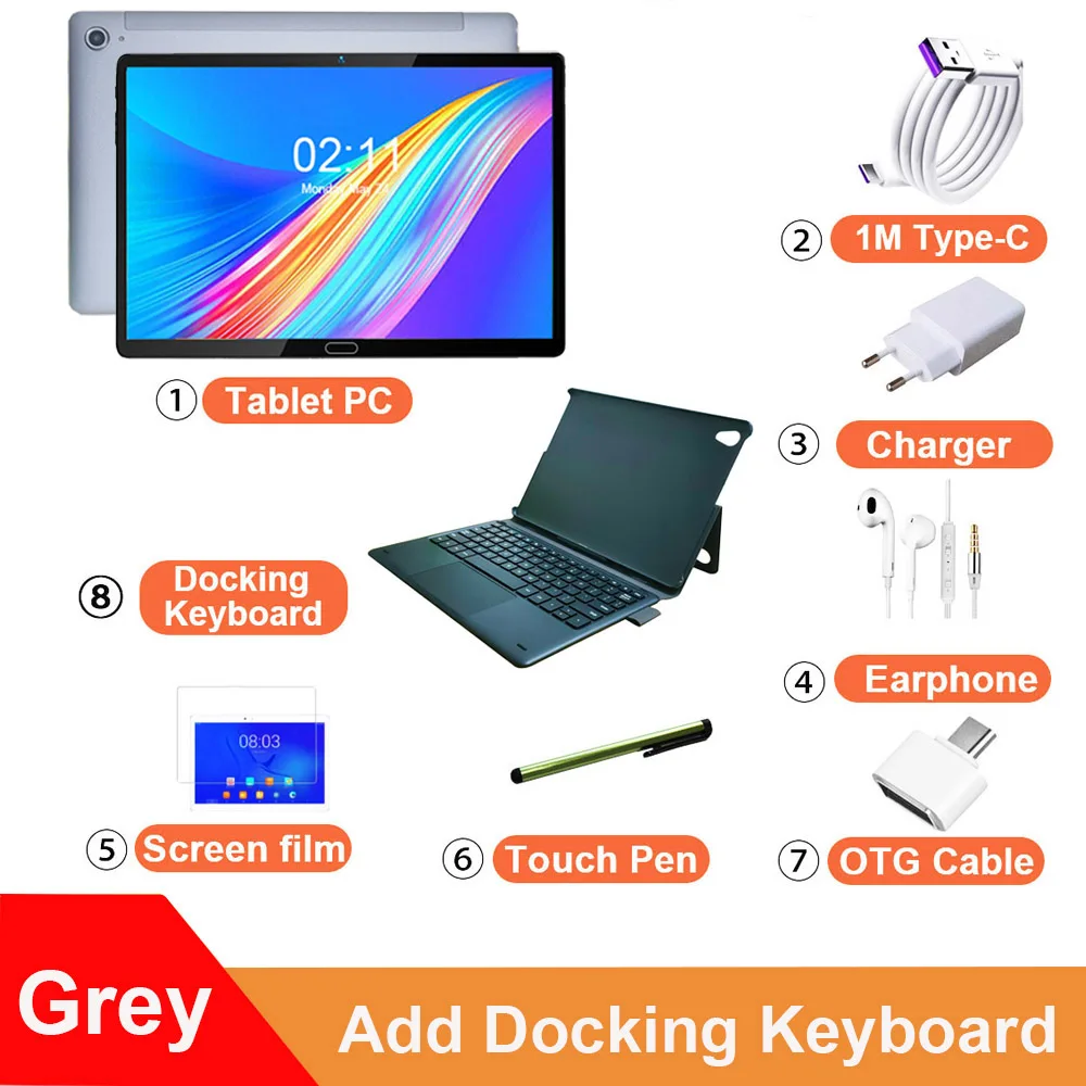 Global Version 10.8 Inch Working Tablet 4G Network Portable Android Tablet Laptop 2 in 1 GPS Gaming Tablet With Keyboard 13MP newest galaxy tablet Tablets