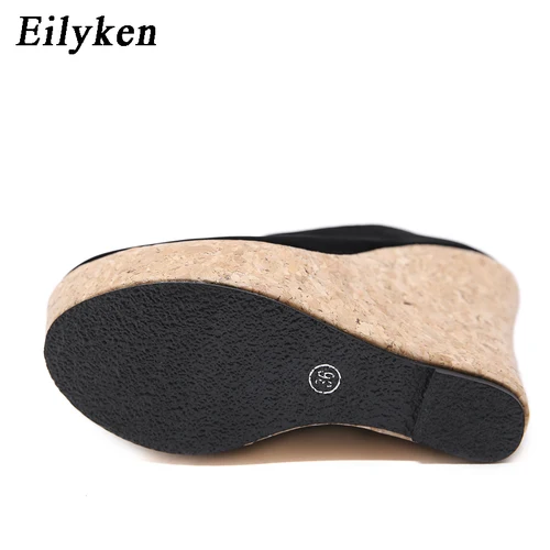 Eilyken-섹시한 하이힐 라운드 토 구두 여성, 패션, 통굽, 웨지 펌프스, 나이트 클럽, 봄 가을 5